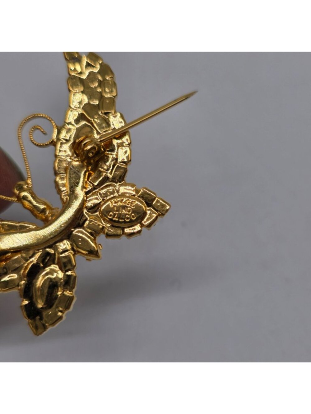 Vintage Butterfly Brooch Lind Calco 14K Gold Electroplated Rhinestone - Picture 7 of 7